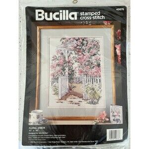 Bucilla Stamped Cross Stitch Kit "Floral Arbor" #40676 11" x 14" Flowers NEW